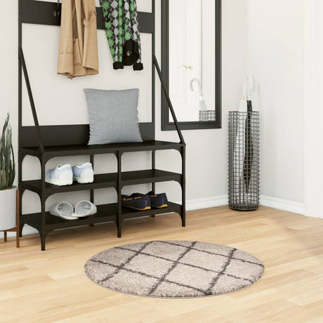 Vidaxl tæppe pamplona shaggy høj luv ø 80 cm beige antracit