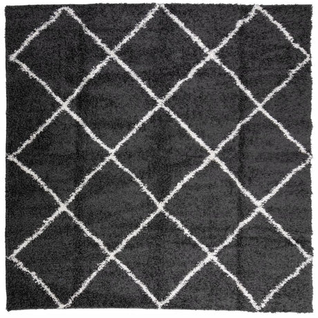 VidaXL tæppe pamplona shaggy høj luv 120x120 cm sort og creme