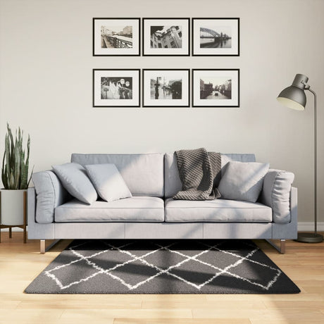 VidaXL tæppe pamplona shaggy høj luv 120x120 cm sort og creme