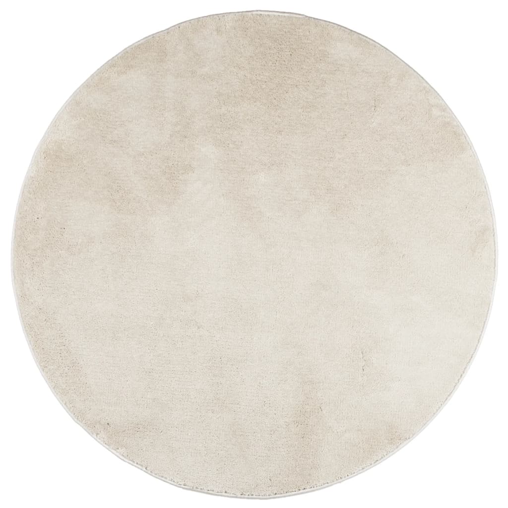 VidaXL Tæppe OVIEDO kort luv Ø 200 cm beige