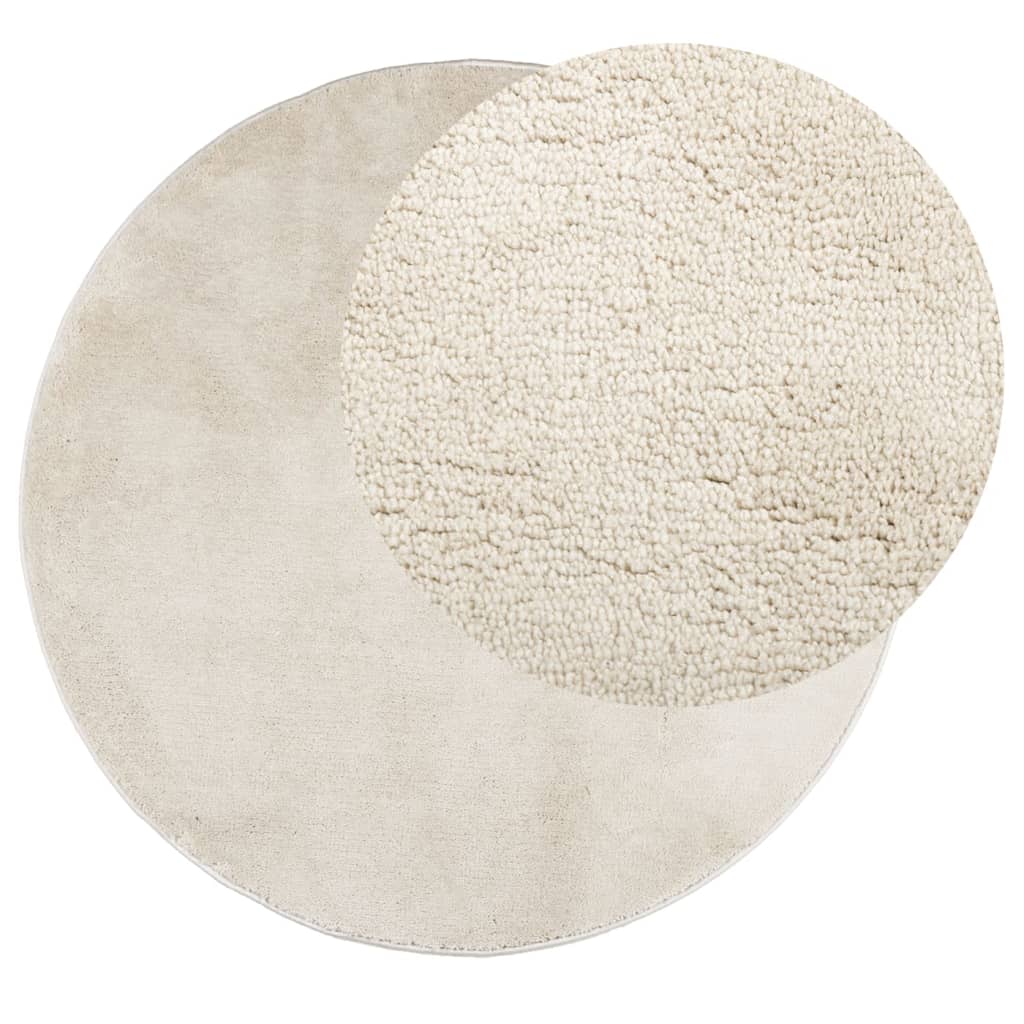 VidaXL Tæppe OVIEDO kort luv Ø 200 cm beige
