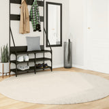 VidaXL Tæppe OVIEDO kort luv Ø 200 cm beige