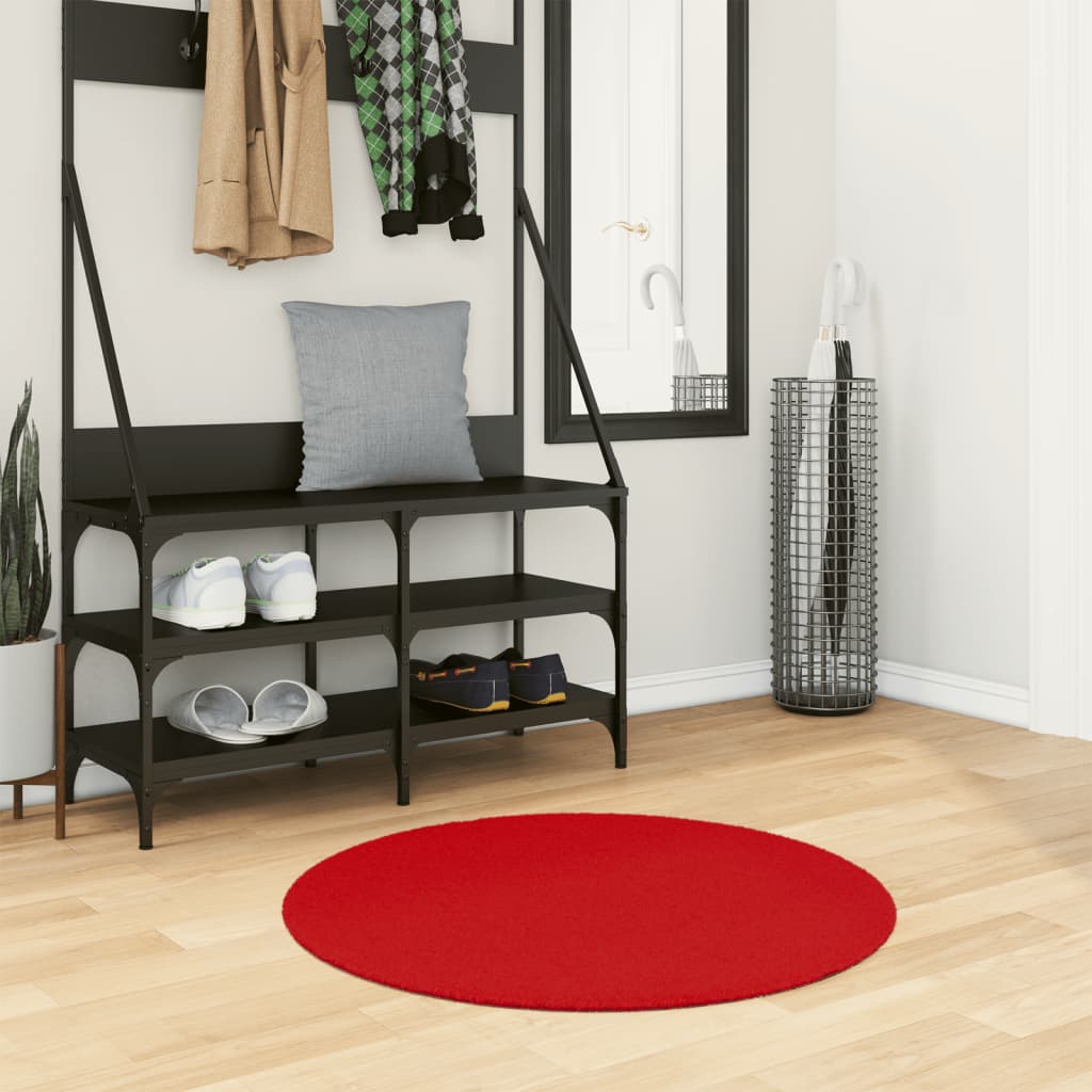 VidaXL Tæppe OVIEDO kort luv Ø 80 cm rød