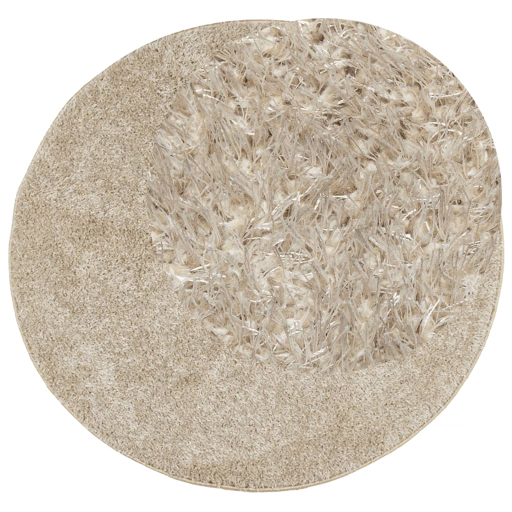 Vidaxl tæppe istan høj luv blank ø 80 cm beige