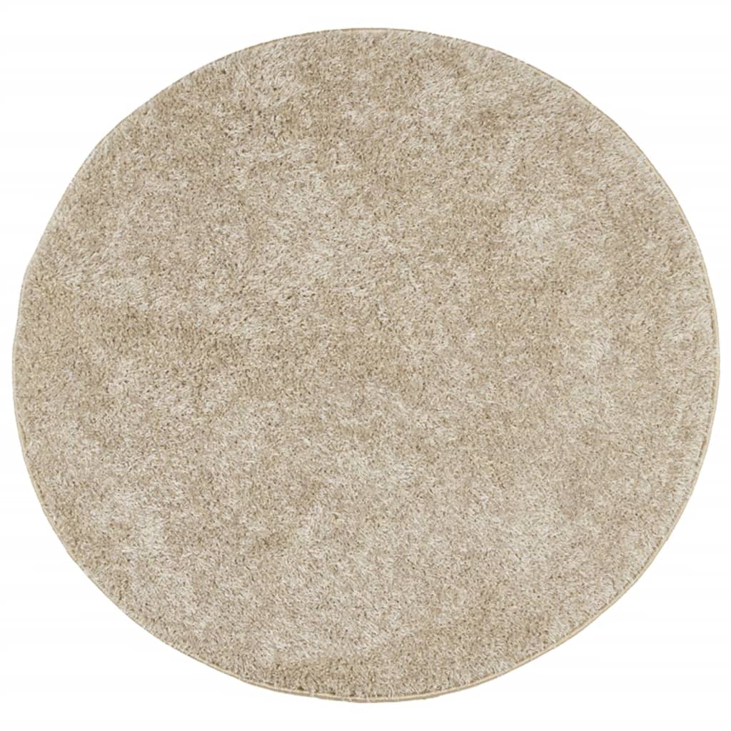 Vidaxl tæppe istan højluvet blank ø 160 cm beige