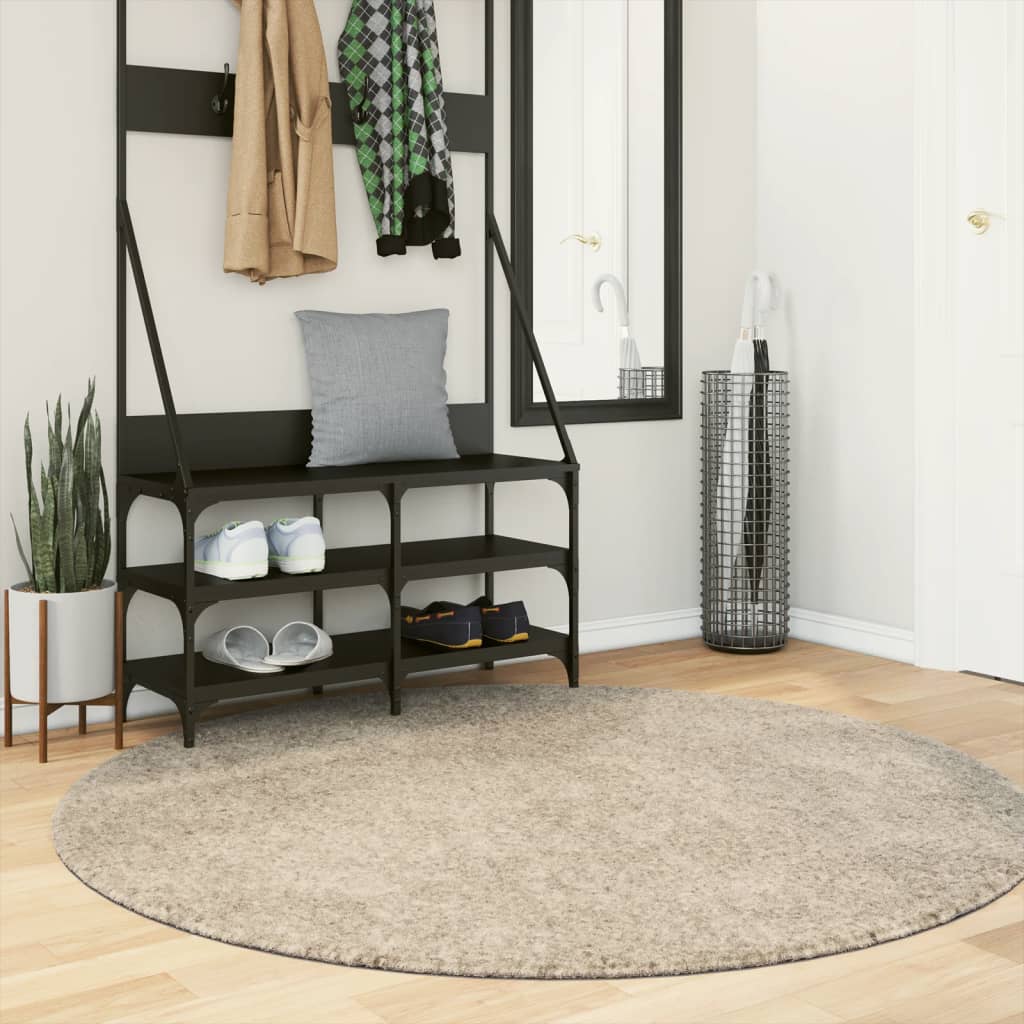Vidaxl tæppe istan højluvet blank ø 160 cm beige