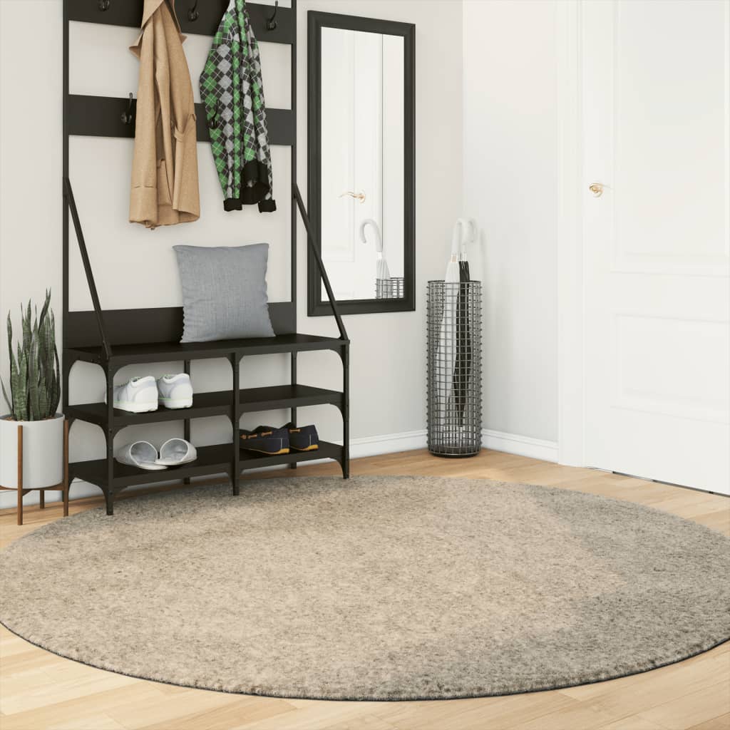 Vidaxl tæppe istan høj luv blank ø 200 cm beige
