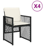 Vidaxl tuinstoelen 4 st met kussens poly rattan zwart