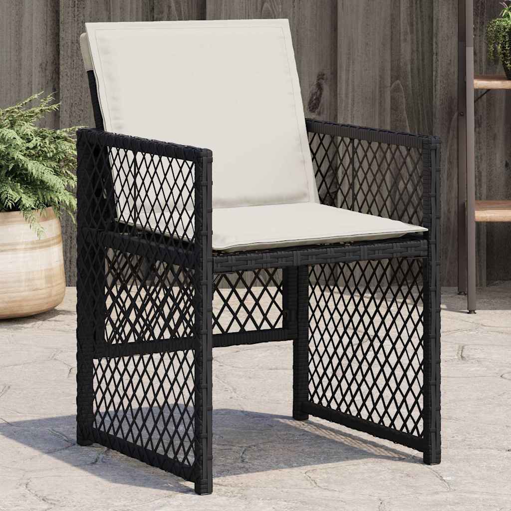 Vidaxl tuinstoelen 4 st met kussens poly rattan zwart