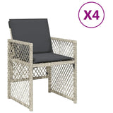 Vidaxl tuinstoelen 4 st met kussens poly rattan lichtgrijs