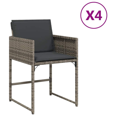 Vidaxl tuinstoelen 4 st met kussens poly rattan grijs