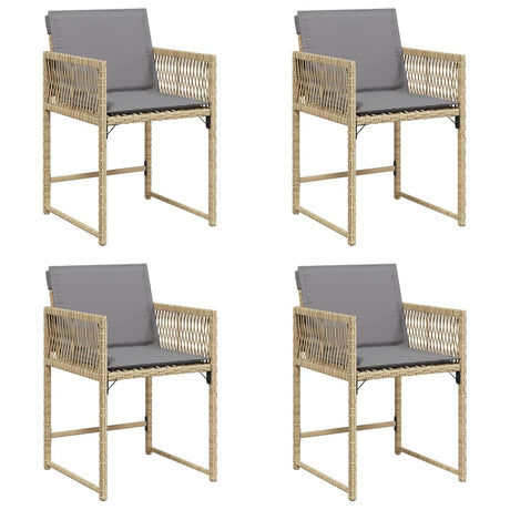 Vidaxl tuinstoelen 4 st met kussens poly rattan gemengd beige