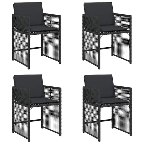 Vidaxl tuinstoelen 4 st met kussens poly rattan zwart