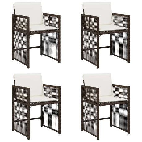 Vidaxl tuinstoelen 4 st met kussens poly rattan bruin