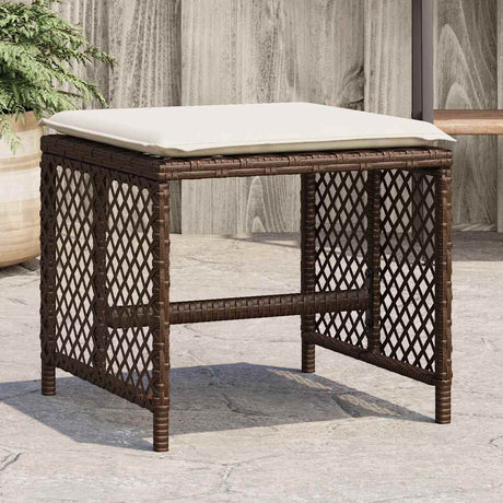 Vidaxl tuinkrukken 4 st met kussens 41x41x36 cm poly rattan bruin