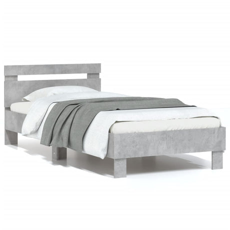 Vidaxl bedframe met hoofdeinde bewerkt hout betongrijs 90x200 cm