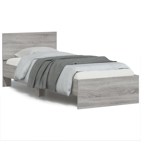 Vidaxl bedframe met hoofdeinde bewerkt hout grijs sonoma 90x200 cm