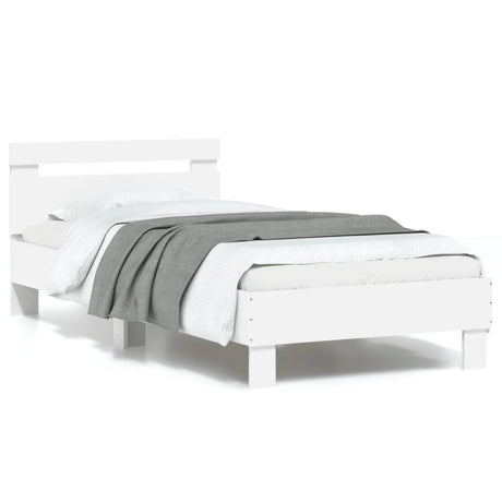 Vidaxl bedframe met hoofdbord en led-verlichting wit 90x190 cm