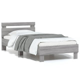 Vidaxl bedframe met hoofdbord en led grijs sonoma eikenkleur 75x190 cm