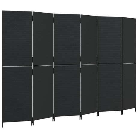 Vidaxl kamerscherm 6 panelen poly rattan zwart