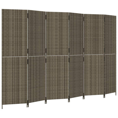 Vidaxl kamerscherm 6 panelen poly rattan grijs