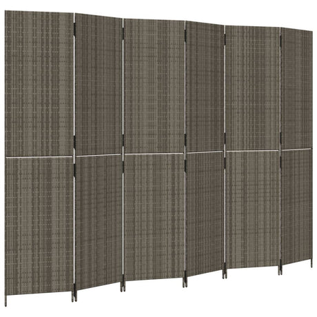 Vidaxl kamerscherm 6 panelen poly rattan grijs