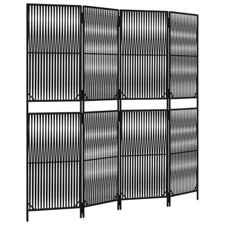 Vidaxl kamerscherm 4 panelen poly rattan zwart