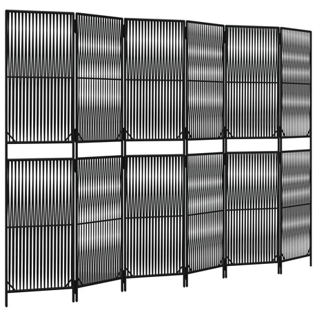 Vidaxl kamerscherm 6 panelen poly rattan zwart