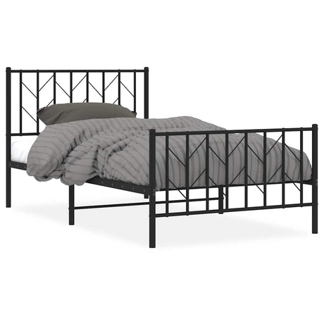 Vidaxl bedframe met hoofd- en voeteneinde metaal zwart 100x200 cm