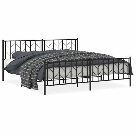 Vidaxl bedframe met hoofd- en voeteneinde metaal zwart 193x203 cm