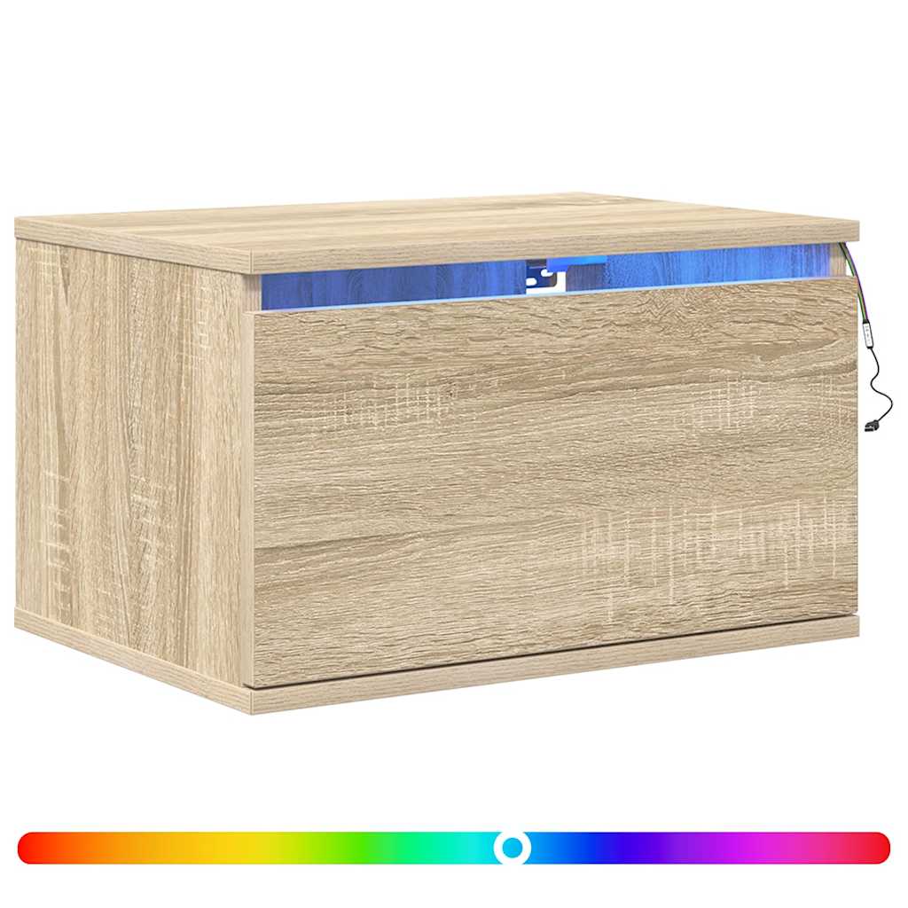 Vidaxl nachtkastjes met led wandgemonteerd 2 st sonoma eikenkleurig
