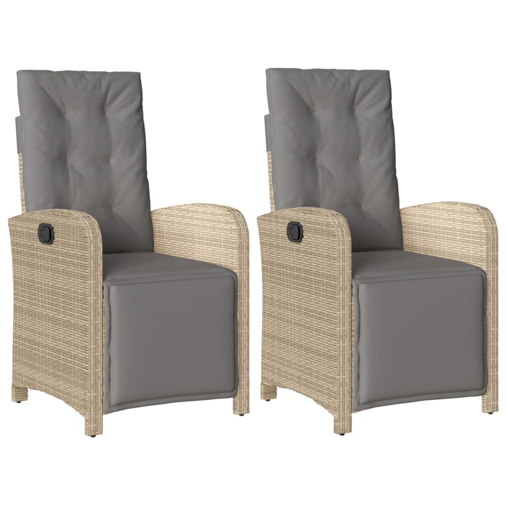 Vidaxl tuinstoelen 2 st verstelbaar voetensteun poly rattan beige mix