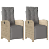 Vidaxl tuinstoelen 2 st verstelbaar voetensteun poly rattan beige mix