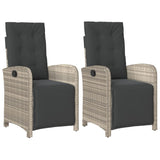 Vidaxl tuinstoelen 2 st verstelbaar voetensteun poly rattan lichtgrijs
