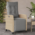 Vidaxl tuinstoel verstelbaar met voetensteun poly rattan gemengd beige