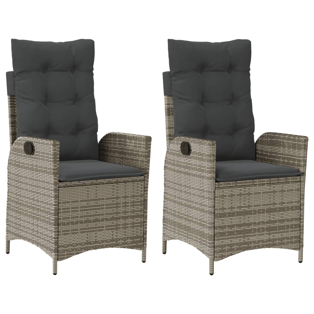 Vidaxl tuinstoelen 2 st verstelbaar met kussens poly rattan grijs
