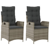 Vidaxl tuinstoelen 2 st verstelbaar met kussens poly rattan grijs