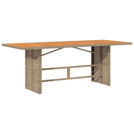 Vidaxl tuintafel met acaciahouten blad 190x80x74 cm poly rattan beige