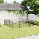 VidaXL Hundekennel 16 paneler pulverlakeret stål sort