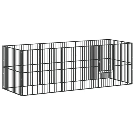VidaXL hundegård 8 paneler pulverlakeret stål sort