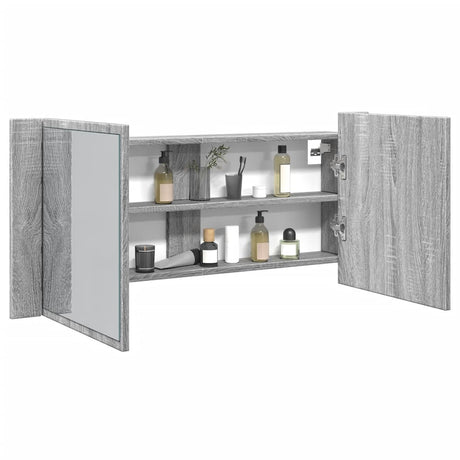 Vidaxl badkamerkast met spiegel en led 100x12x45 cm grijs sonoma eiken