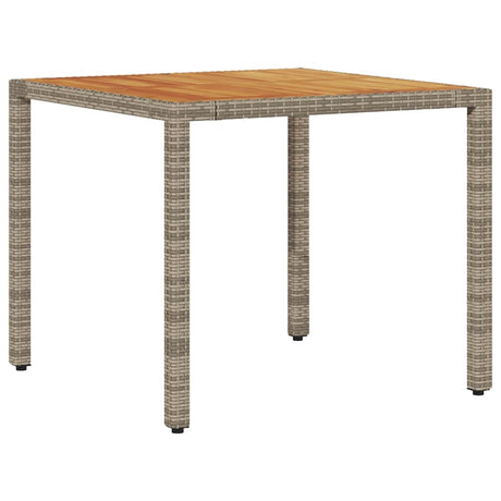 Vidaxl tuintafel met acaciahouten blad 90x90x75 cm poly rattan grijs