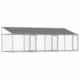 VidaXL Hundehus med tag og døre 6x2x2 m galvaniseret stålgrå