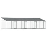 VidaXL Hundehus med tag og døre 8x2x2 m galvaniseret stålgrå