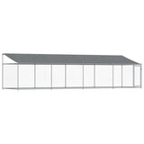 VidaXL Hundehus med tag og dør 8x2x2 m galvaniseret stålgrå