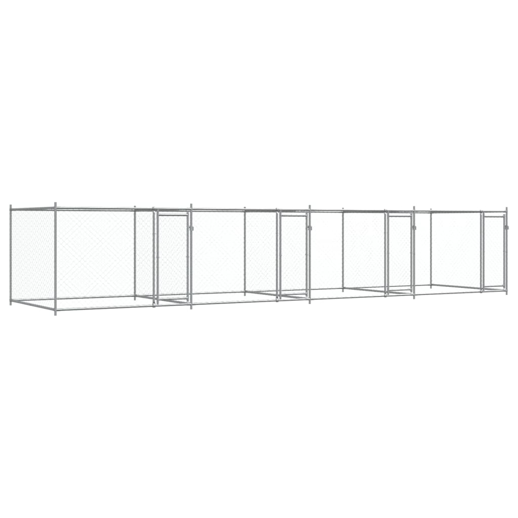 VidaXL Hundehus med døre 8x2x1,5 m galvaniseret stålgrå