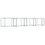 VidaXL Hundehus med døre 8x2x1,5 m galvaniseret stålgrå