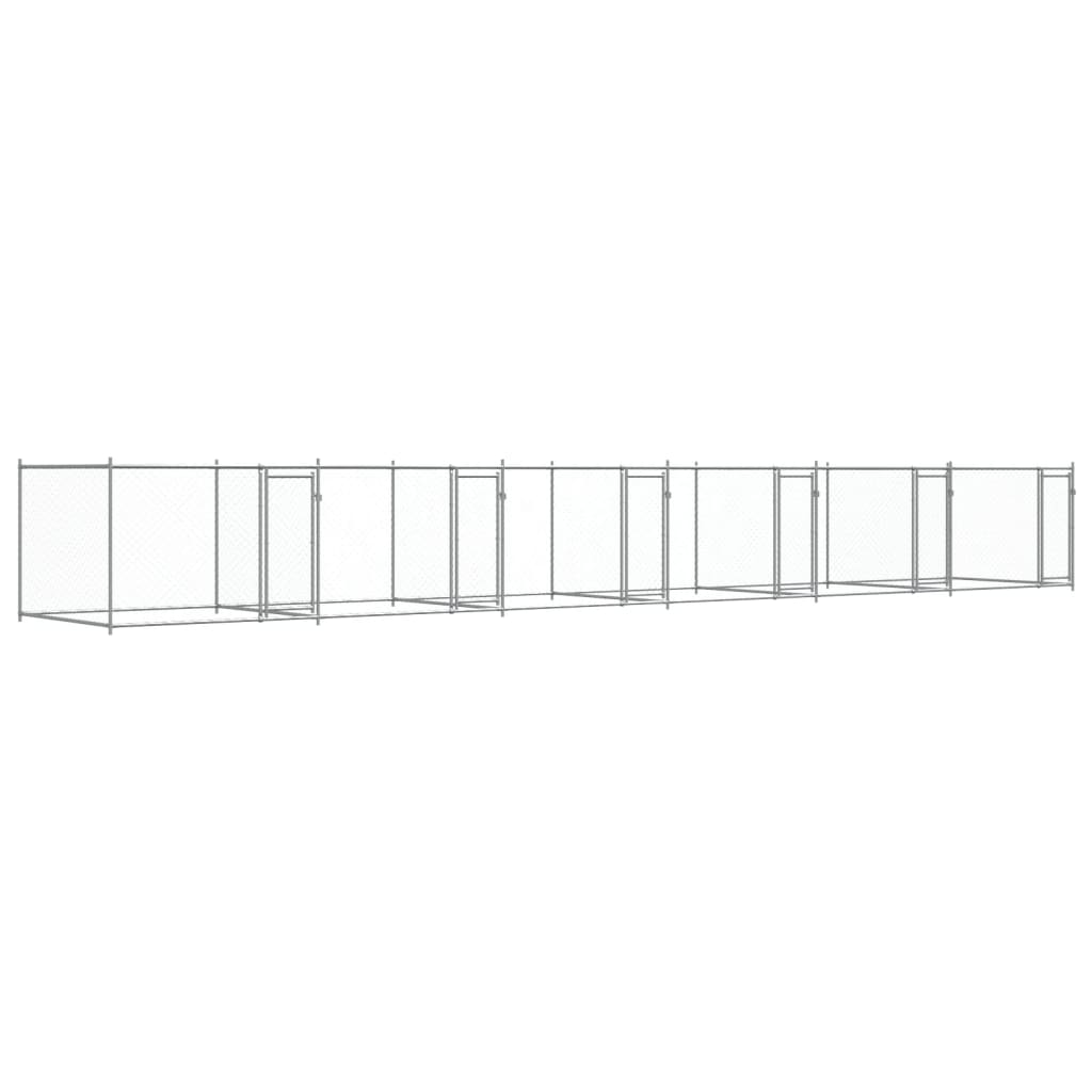 VidaXL Hundehus med låger 12x2x1,5 m galvaniseret stålgrå