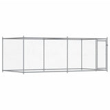 VidaXL Hundehus med låge 4x2x1,5 m galvaniseret stålgrå