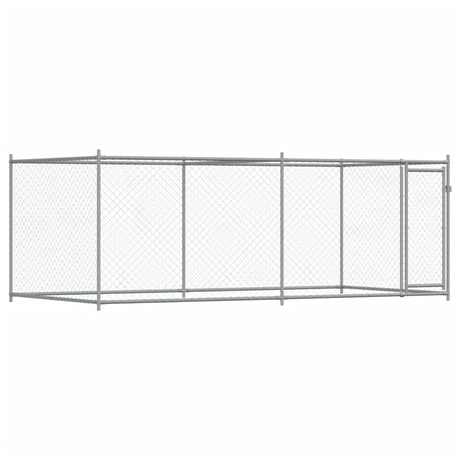 VidaXL Hundehus med låge 4x2x1,5 m galvaniseret stålgrå
